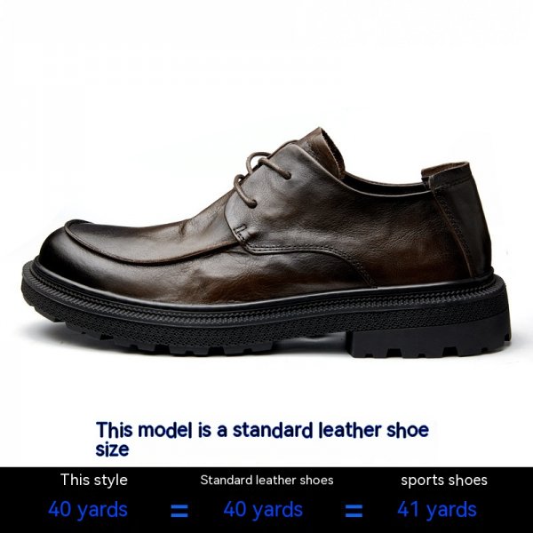 Men's Shoes Leather Round Head Breathable Retro British Casual Leather Shoes