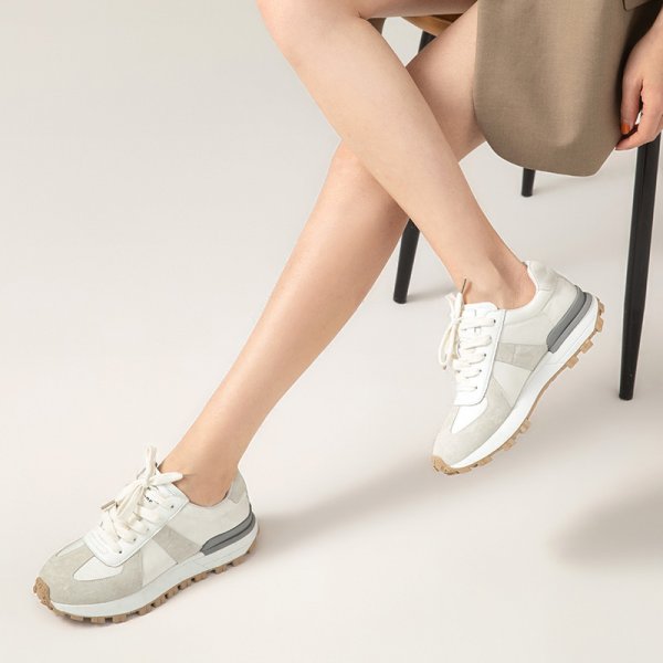 Sports Shoes Women's Platform White Shoes Retro Casual Shoes Eunning Waffle Shoes