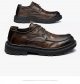 Men's Shoes Leather Round Head Breathable Retro British Casual Leather Shoes